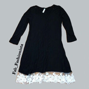 Lace tunic top or dress black white